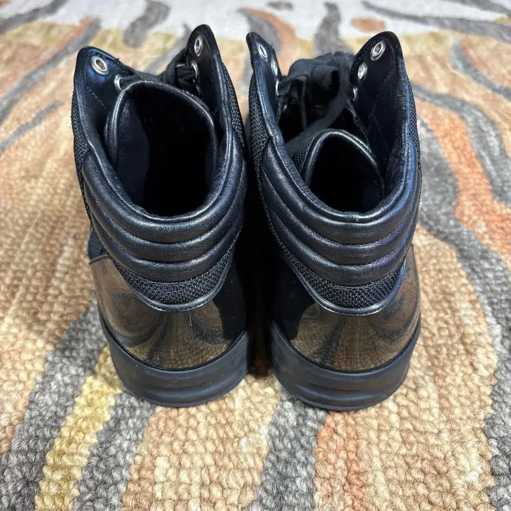 GUCCI Hi Top Black Nylon & Leather Men 10.5 US Retail $900‎ Preowned No Box